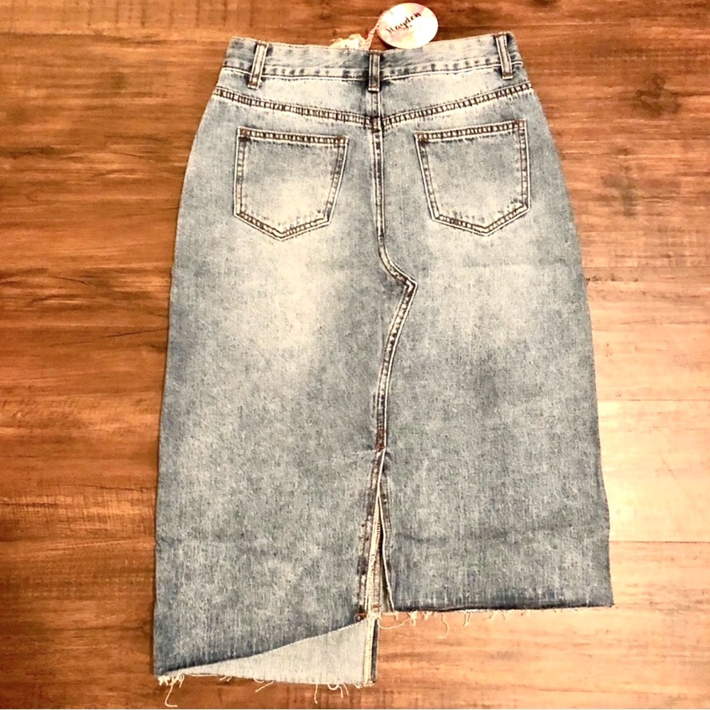 ASYMMETRICAL Denim Skirt - Picture 7 of 9